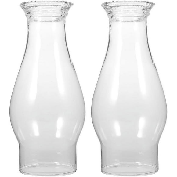 FYBTO Glass Lamp Shade 2pcs Oil Lamp Globe Hurricane Lamp Replacement Glass Clear Crimped Top Chimney Kerosene Lamp Shade Glass Oil Lamp Chimney Hurricane Vintage Lamp Shade-0624