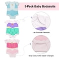 thumbnail image 4 of Disney Clothes Baby Girls 3-Pack Bodysuits – Princess Short Sleeve Outfit Set (Pink/Purple/Blue) – 6/9M, 4 of 5