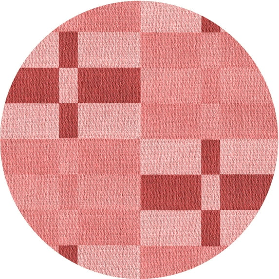 Ahgly Company Machine Washable Indoor Round Transitional Pastel Pink Area Rugs, 8' Round