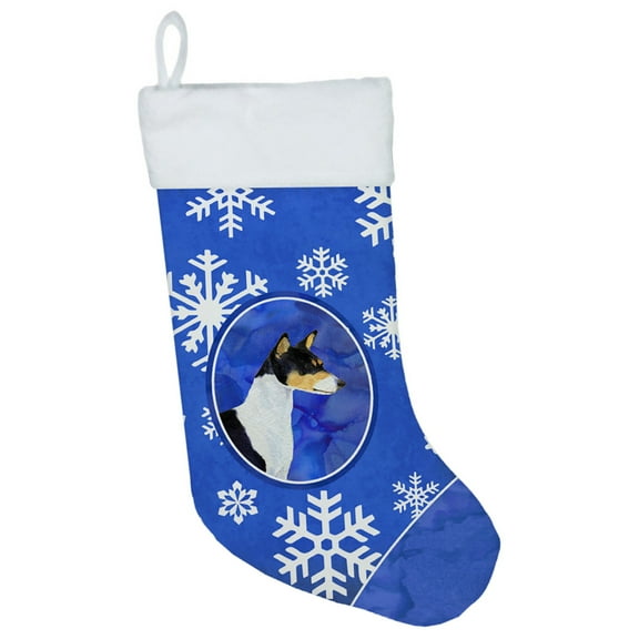 Carolines Treasures SS4652-CS Basenji Winter Snowflakes Christmas Stocking SS4652 Large multicolor