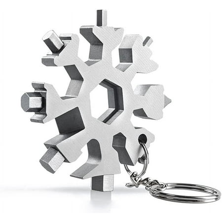 Snowflake Multi-Tool 18 in 1 Snowflake Tool as Gifts for Men Dad Kids Teens Adults (Silver)