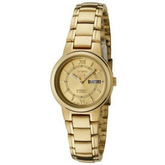 Seiko Women's SYME58 5 Automatic Gold Dial Gold-Tone Stainless Steel Watch