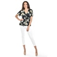 thumbnail image 4 of Blusa escote cruzado Roman Fashion /Juvenil, 6931 (Negro /Amarillo) negro CH, 4 of 5