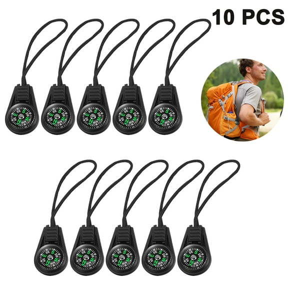 Mini Survival Compass Pack of 10 - Outdoor Camping Hiking Pocket Compass Liquid Filled Mini Compass for Bracelet Necklace Key Chain