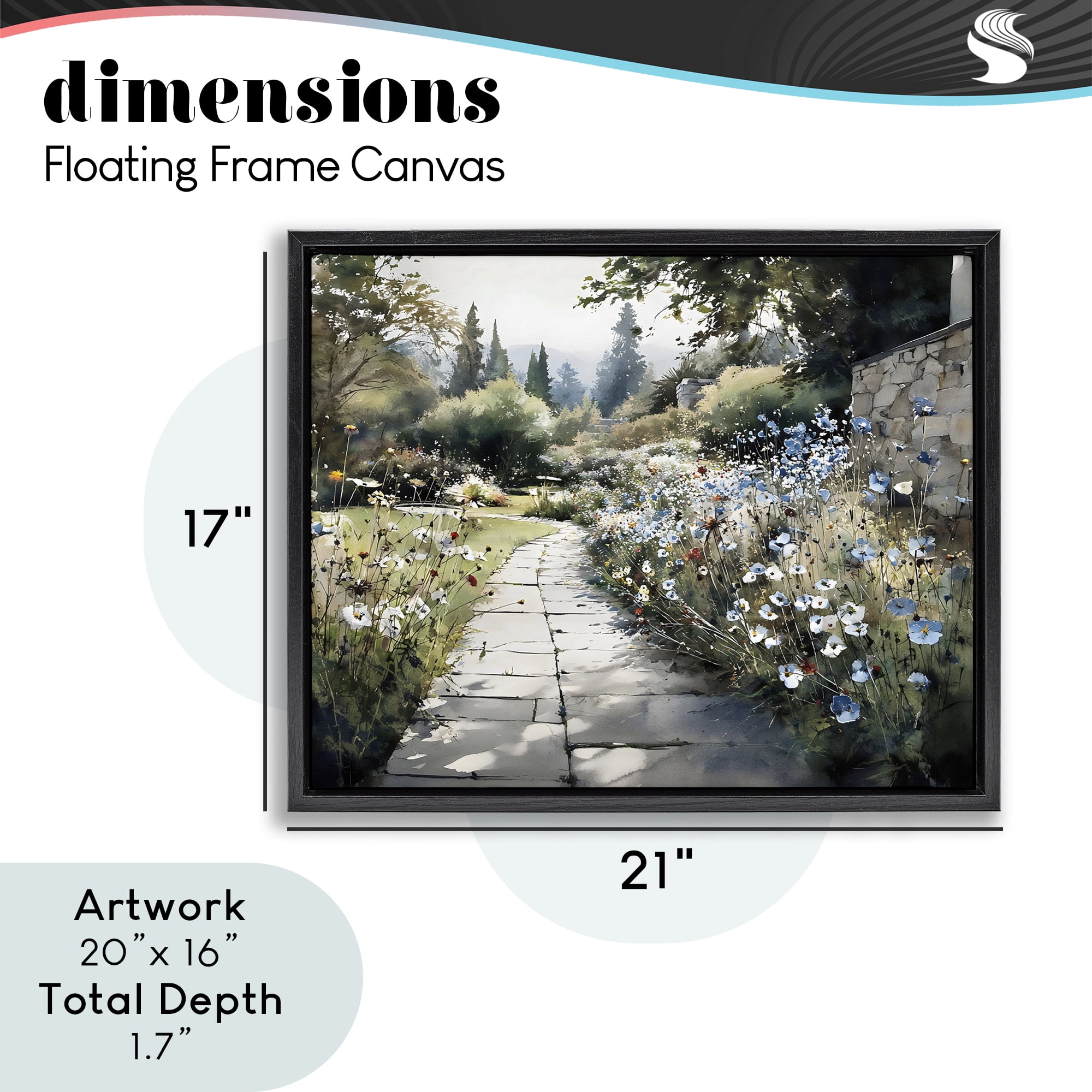 Stupell Industries Garden Pathway in Summer Light Black Framed Floater Canvas Wall Art, design by Franklyn Gregory
