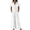 White, variant on Bloomae Womens Button Down V Neck Jumpsuits Summer Casual Short Sleeve Loose Fit Wide Leg Overalls Dressy One Piece Belted Rompers with Pockets