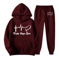 thumbnail image 4 of Sweatsuits for Women 2 Piece Long Sleeve Letter Print Hooded Sweatshirt and Sweatpants Casual Fall Comfy Fashion Tracksuit Sets, 4 of 4