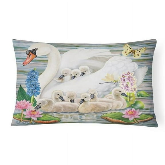 12 x 3 x 16 in. Mother Swan Canvas Fabric Decorative Pillow