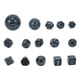 thumbnail image 1 of Juego de 15 dados poliédricos acrílicos D3 a D100 para juegos de mesa, juegos de rol, suministros para fiestas, palabras en negro y azul., 1 of 14
