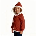 thumbnail image 4 of DJDLJWCJ Boys Winter Coat Fleece Lined Thicken Warm Jacket Solid Color Button Comforty Down Jacket Brown Size 2T, 4 of 5