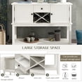 thumbnail image 3 of Sideboard Buffet Table, 45.3'' Farmhouse Console Table, Wooden Hallway Table with Drawers, Cabinet and Wine Rack, Multifunctional Usage Foyer Table, Large Weight Capacity, H020, 3 of 9