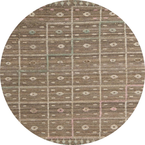 Ahgly Company Indoor Round Abstract Camel Brown Abstract Area Rugs, 8' Round