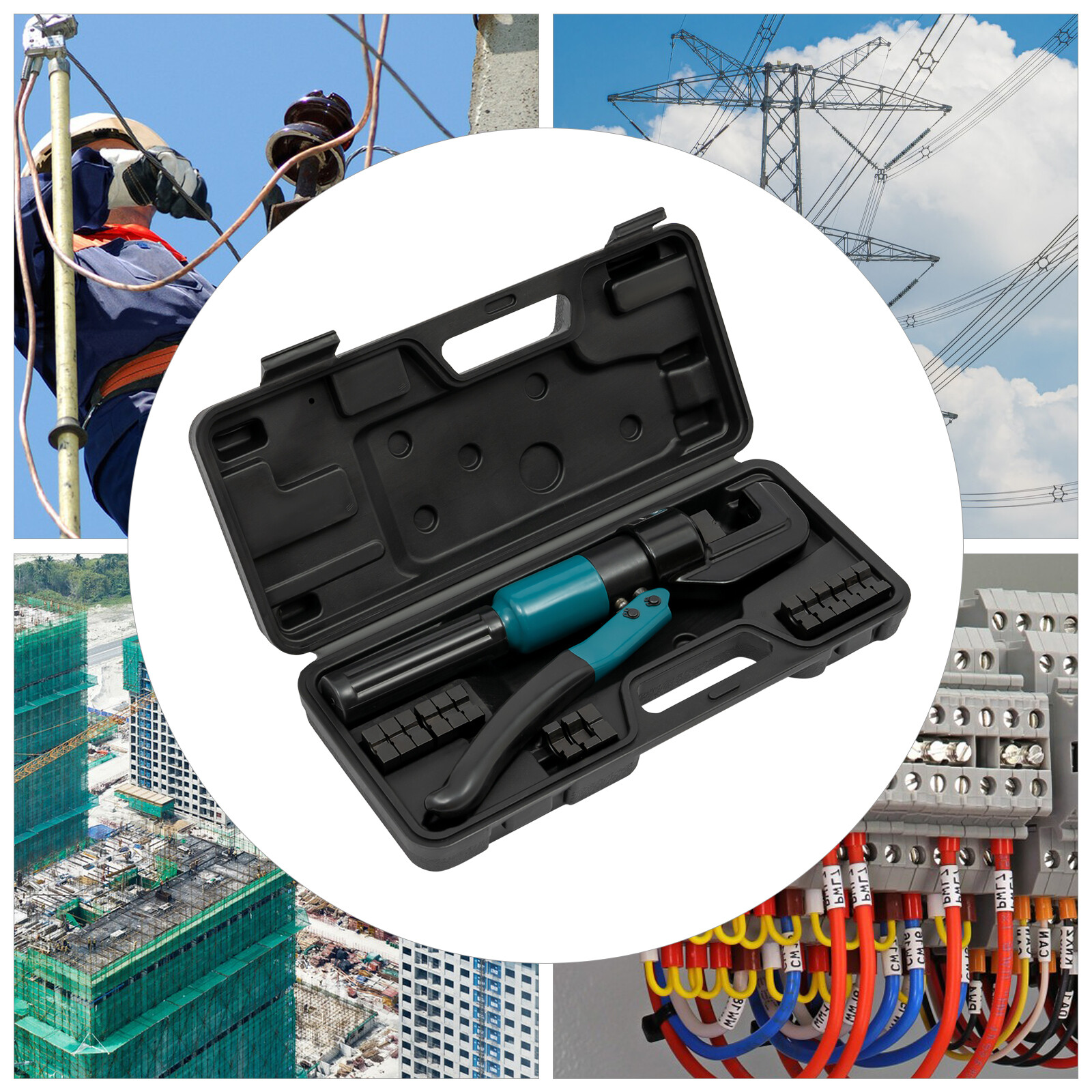 Hydraulic Hand Crimper, 45KN Hydraulic Crimping Tool with 8 Die Sets, Large Gauge Ring Terminal Crimper for Electrical Connectors
