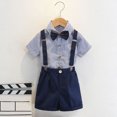 thumbnail image 4 of Glisme Back To School Clothes For Boys Short Sleeve Cartoon Graphic Crewneck Tops Suspender Shorts Adorable Little Boys Outfits Dark Blue, 4 of 7
