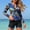 Blue, variant on Oplxuo Women's Two Piece Rash Guard UPF50  Sun Protection Long Sleeve Zip Front Swimsuit Top with Boyshorts Swim Shirt