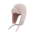 thumbnail image 2 of Solid Color Knitted Beanie for Women with Ear Muffs - Cozy Winter Hat for Cold Fall Days Pink One Size, 2 of 3