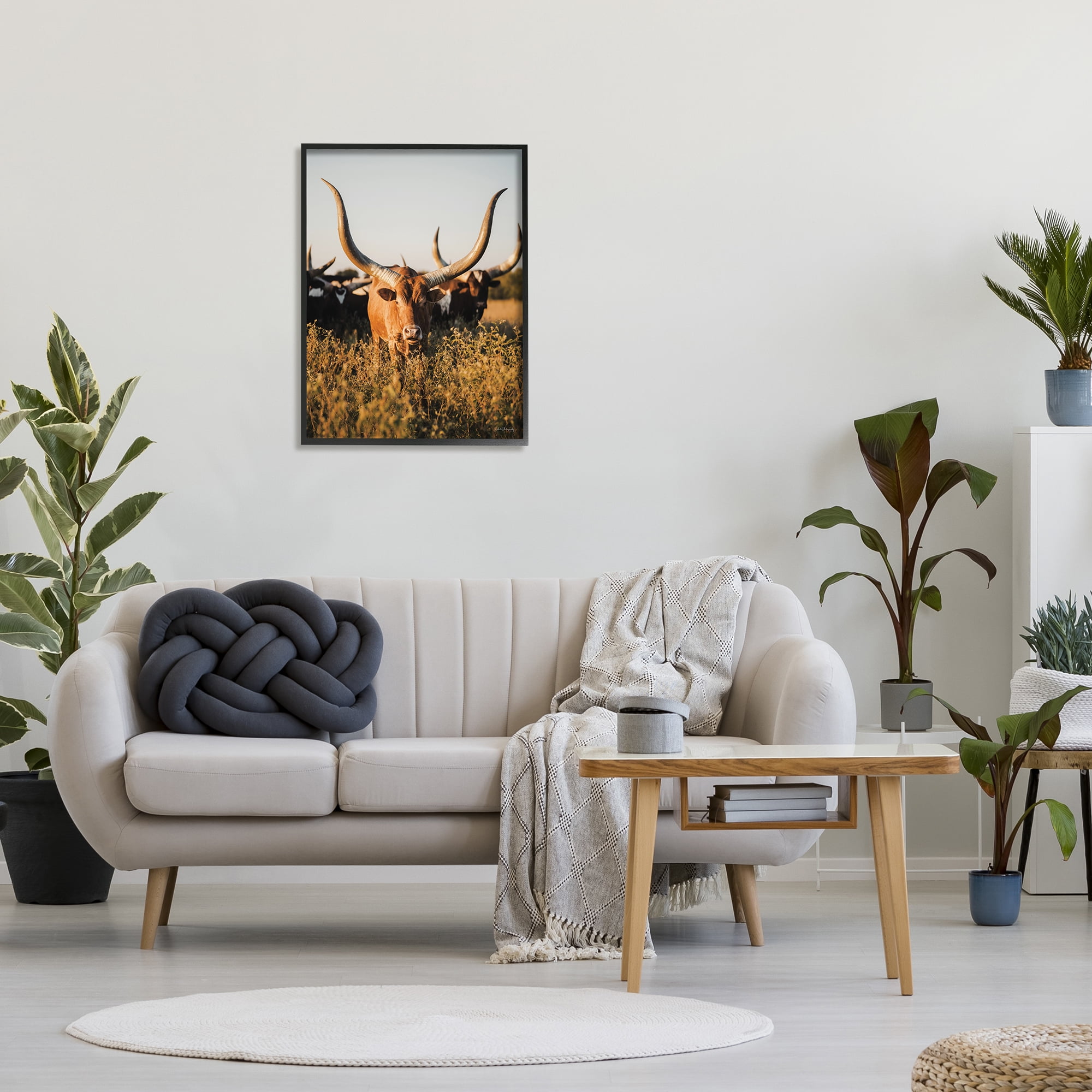 Stupell Industries Longhorn Herd Photography Animals & Insects Photography Black Framed Art Print Wall Art, 24 x 30