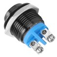 thumbnail image 2 of Metal Push Button Switch Waterproof Stainless Steel Self Reset Normally Open 16mm 220V(Black ), 2 of 4