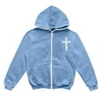 thumbnail image 2 of Jesus Hoodie Mens Retro Cross Print Long Sleeve Zip Up Hoodies Casual Fall Winter Relaxed Fit Streetwear Men's Hoodies, 2 of 3