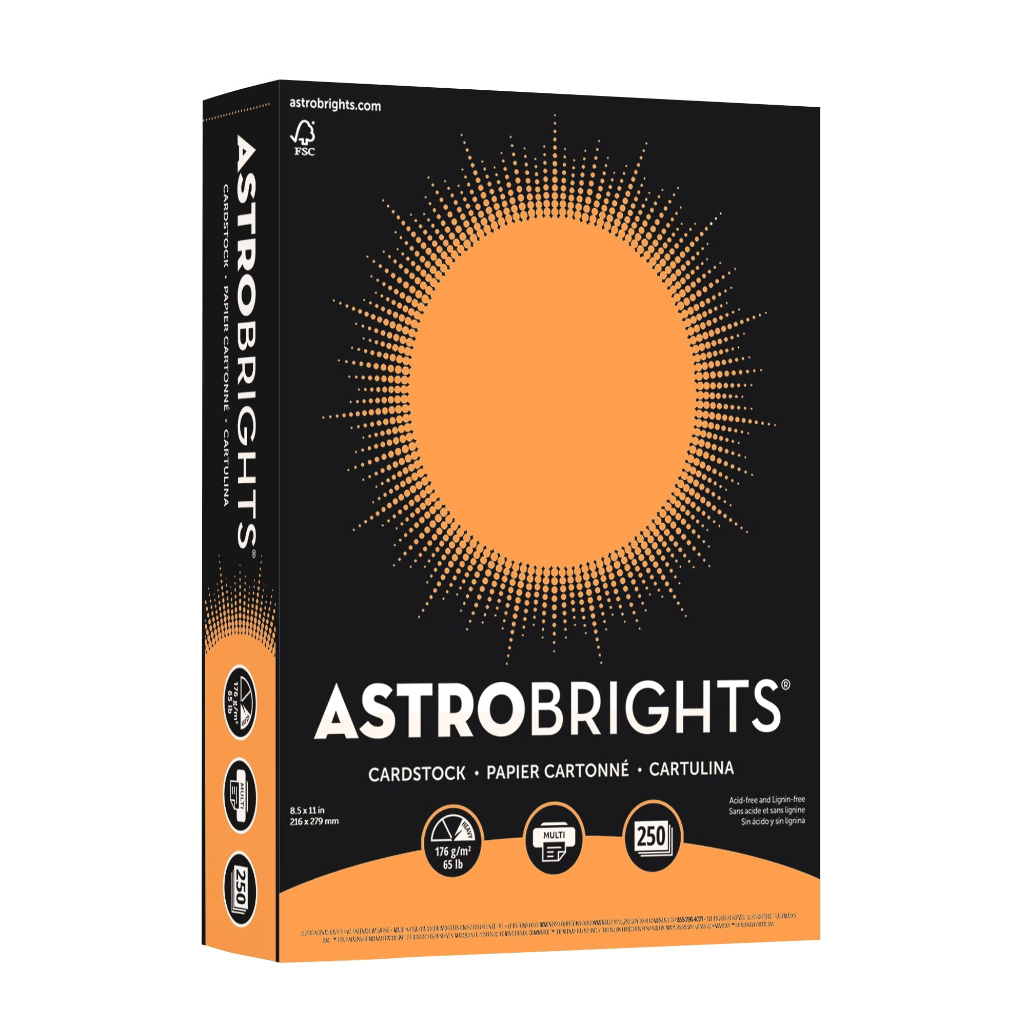 Astrobrights® Color Card Stock, 8 1/2" x 11", FSC® Certified, 65 Lb, Cosmic Orange, Pack Of 250