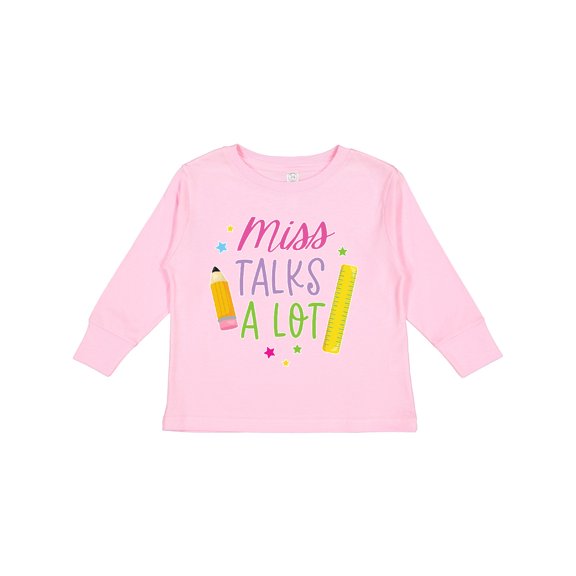Inktastic Back To School Miss Talks a Lot Girls Long Sleeve Toddler T-Shirt