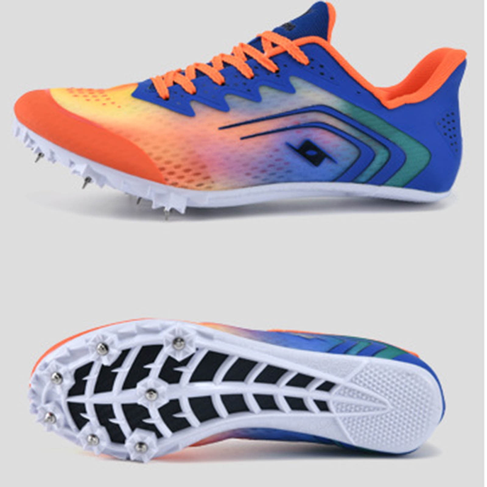 JIAHONG Track and Field Shoes for Boys Girls Mesh Spikes Athletics Racing Running Shoes Track Race Jumping Sprint Running Nail Spikes Shoes Boys Girls, Orange