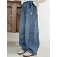thumbnail image 4 of TGPMGRZ Tween Girls Baggy Jeans Elastic Waist Wide Leg Baggy Pants High Waist Y2k Stretchy Denim Pants Blue 9-10 Years, 4 of 7