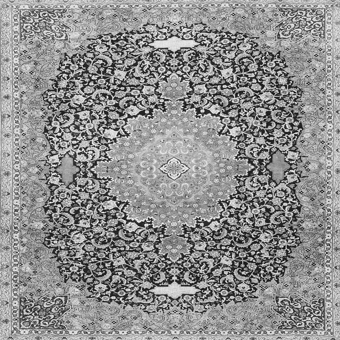 Ahgly Company Indoor Square Medallion Gray Traditional Area Rugs, 4 ...