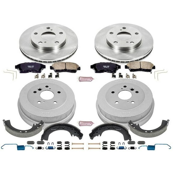 Front and Rear Brake Pad Rotor Shoe Drum Kit - Compatible with 1992 - 2001 Toyota Camry 2.2L 4-Cylinder 1993 1994 1995 1996 1997 1998 1999 2000