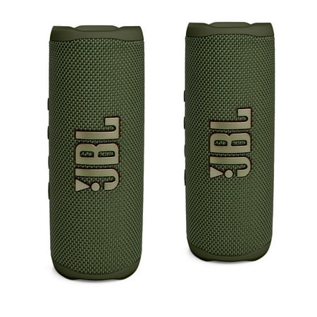 JBL FLIP 6 Waterproof Portable Bluetooth Speaker Bundle - Green (Pack of 2)
