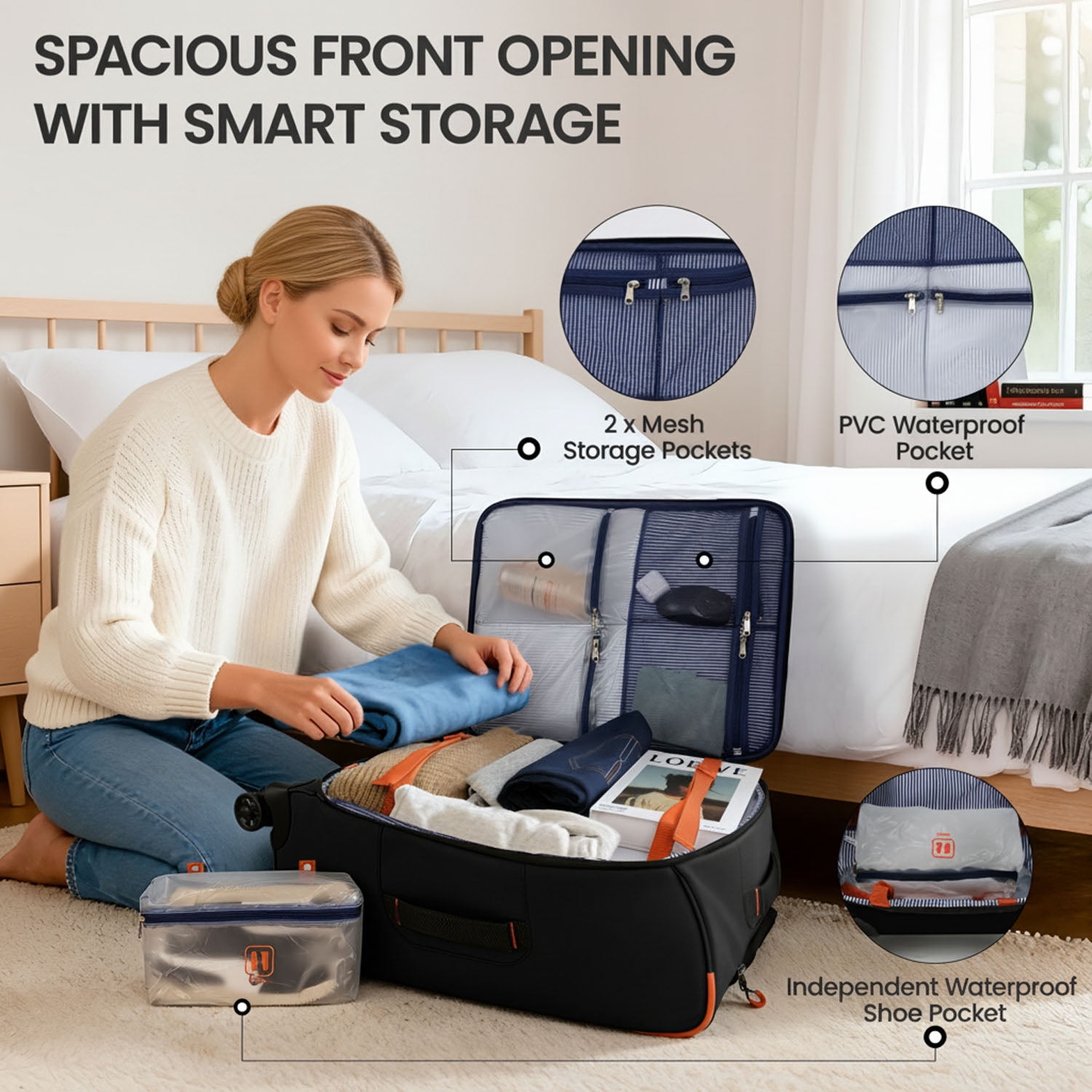New York Xpress 30" Softside Large Checked Luggage, Lightweight Water-Resistant Upright Suitcase with Wheels, Black - TA8353