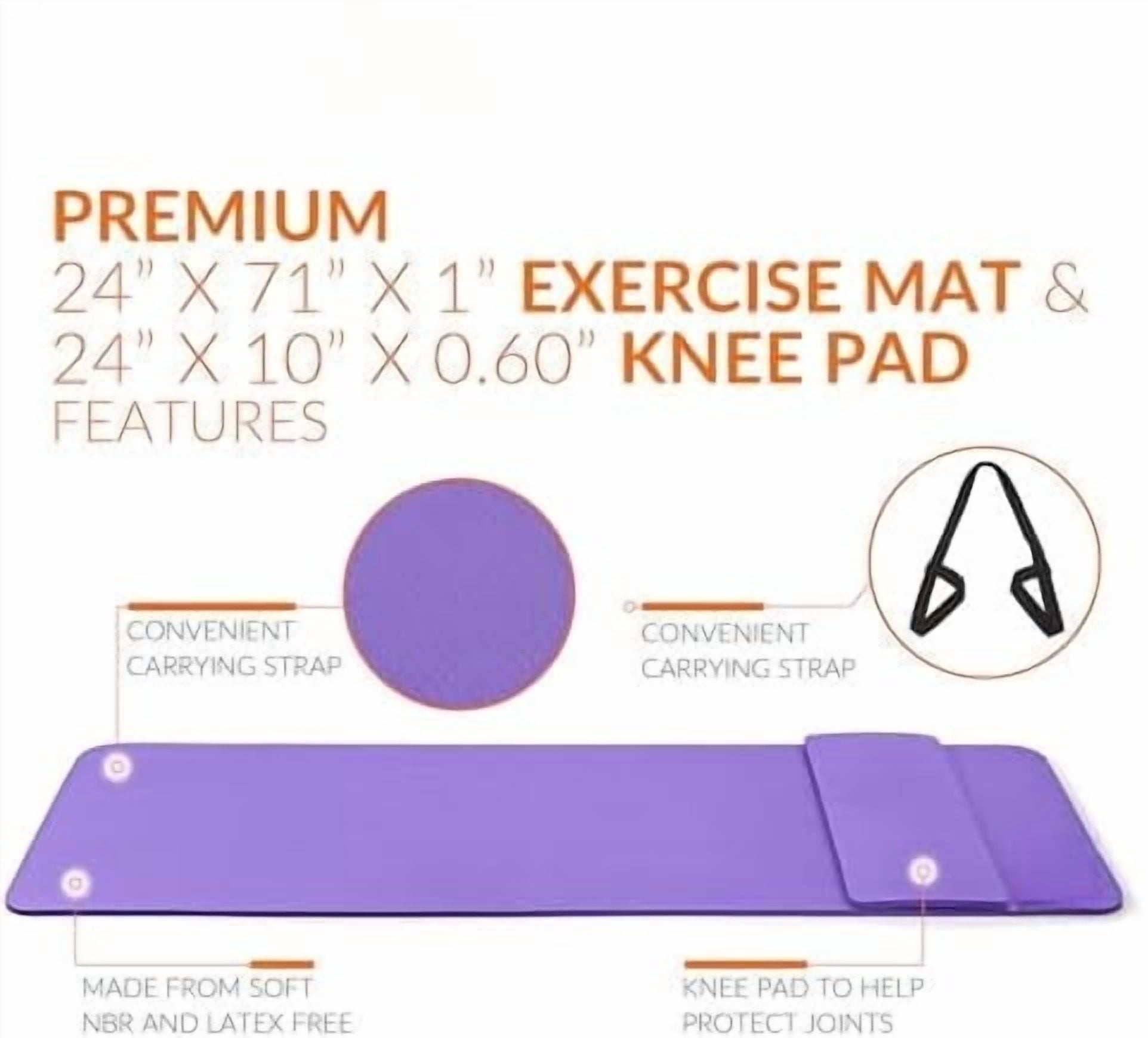 1/2-Inch High Density Exercise Yoga Mat with Strap | Multiple Options Purple,Yoga Mat w/Knee Pad