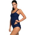 thumbnail image 4 of Women's Solid Ruched Tankini Top Swimsuit with Triangle Briefs, 4 of 6