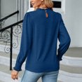 thumbnail image 4 of Blusa de manga larga informal para mujer, jersey de cuello redondo para mujer, camisa de color puro para mujer, camisa con cuello redondo y ribete de volantes para mujer, calidad profesional, 4 of 6