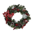 thumbnail image 2 of Christmas Wreath, 18 Inch Artificial Wreath with Plaid Bow, Pinecones, Red Berries, Snowflakes, Bird, Winter Hanging Front Door Decor, 2 of 7