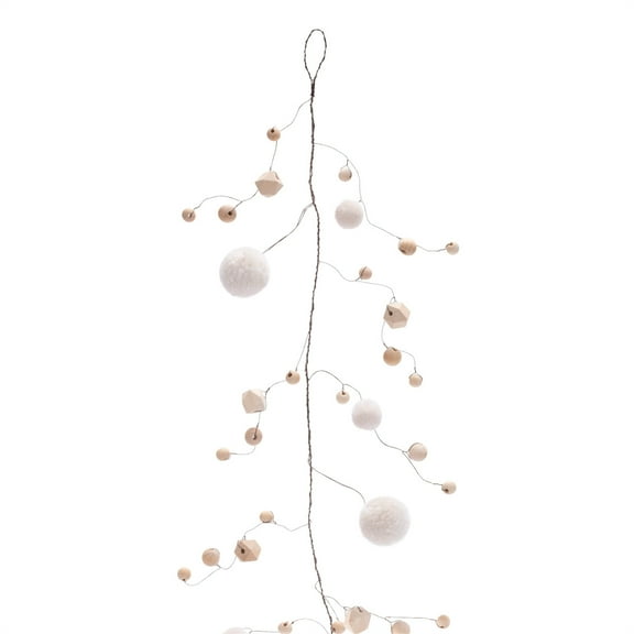 Melrose Bead and Puff Ball Artificial Christmas Garland - 5' x 7" - Unlit - Set of 2
