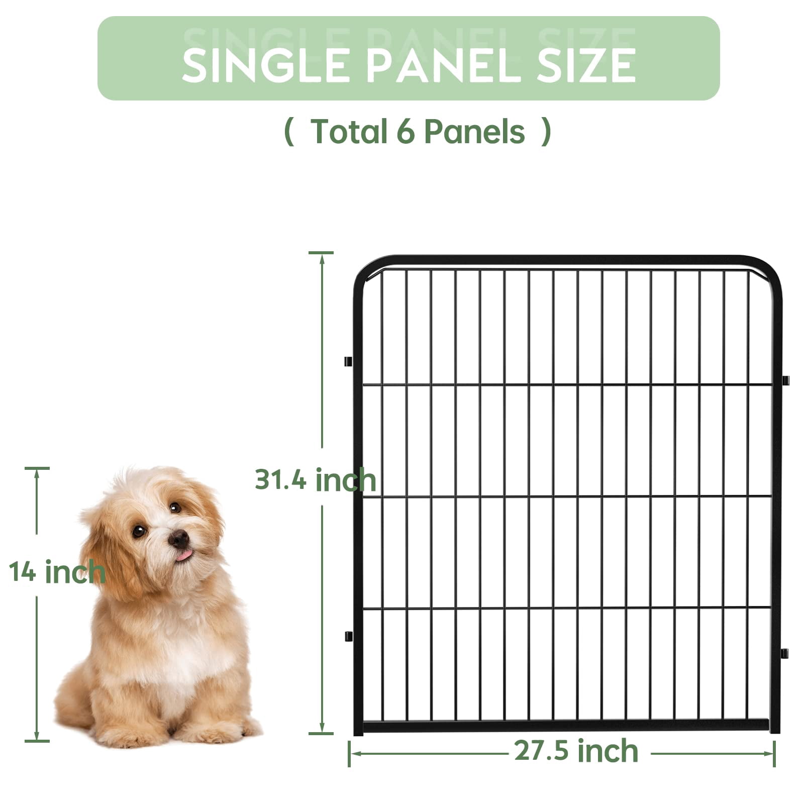 6Pcs/Set Garden Fence Pannels 31.5"(H)*27.6"(L) Animal Barrier with Door Black Iron Garden Border Edging for Yard Patio