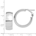 thumbnail image 3 of Diamond2Deal 14k White Gold High Polished Omega Back Hoop Earrings for Women (L- 1.1 in, W-1.04 in), 3 of 4