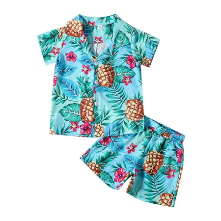 

Outfits for Girls Short Sleeve Cartoon Pineapple Prints T-Shirt Shorts Gentleman Kids formal Suits for Boys