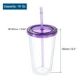thumbnail image 2 of Acrylic Tumbler with Lid and Straw, 16 Oz Reusable Double Wall Cups, Clear Travel Tumblers (Purple), 2 of 6