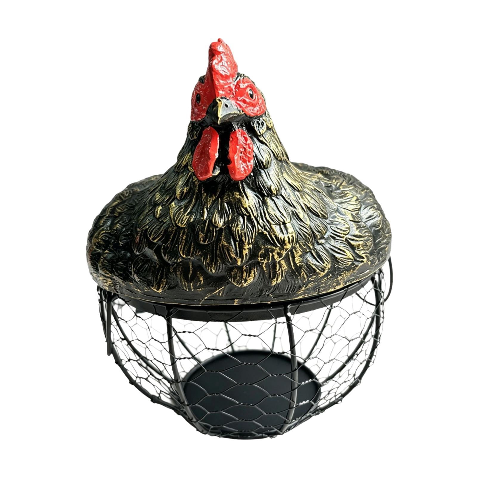 Fiocias Chicken Egg Basket Fresh Eggs Holder Large Capacity Round Decorative Egg Collecting Basket Container for Vegetable Countertop Gold