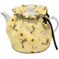 thumbnail image 1 of Yellow Hummingbird Tea Pots Cover Tea Cosy Drawstrings Breakfast Teapots Reusable Kitchen Tea Pots Dust Lid Home Family Decorative Accessories Cosy Cotton Afternoon Thermal Tea, 1 of 1