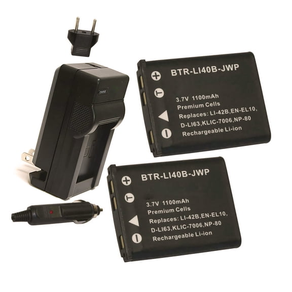 Olympus FE-230 Replacement Battery 1100mAh (2-Pack) with Single Charger