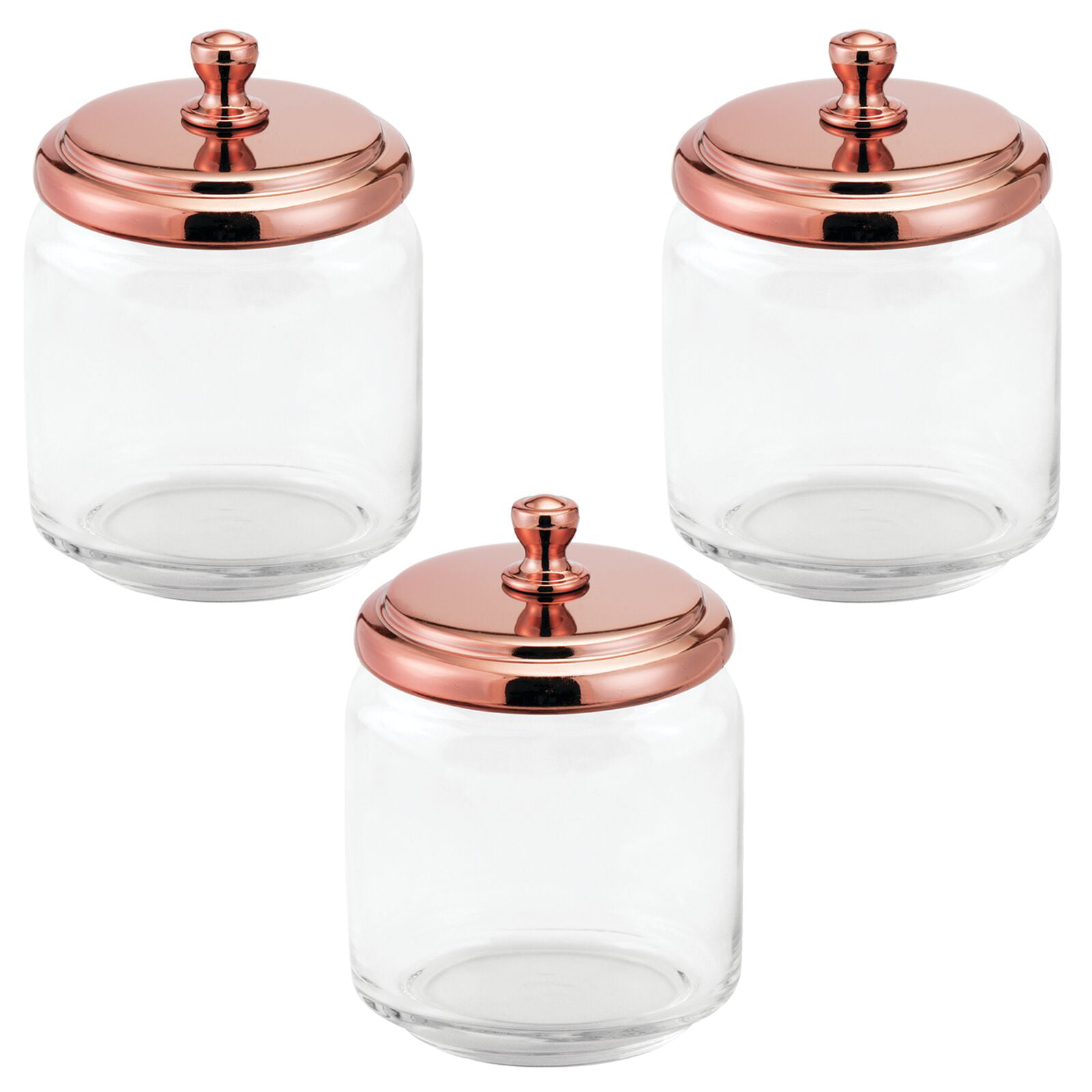 mDesign Glass Storage Apothecary Jar for Bathroom Vanity 3 Pack 