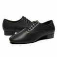 thumbnail image 7 of Men's Ballroom Dance Shoes Black Leather Sole Tango Salsa Latin Character Shoe, Black 8.5 M US, 7 of 7