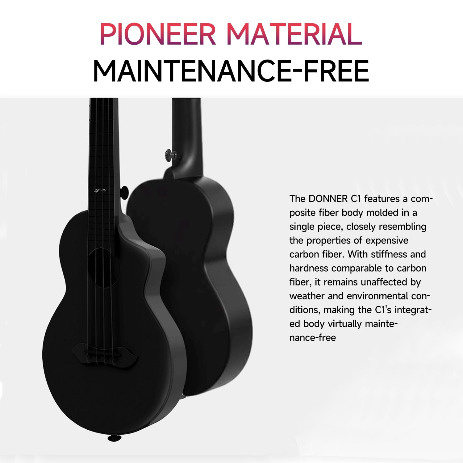 Donner Ukulele for Adult Kids 23 Inch Concert Ukelele, Christmas Gift, Black
