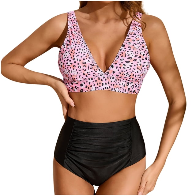 Trajes de Baño para Mujeres Traje de Traje de Baño Dividido de Bikini Hueco de Eslinga Sexy, Poliéster de Corte Alto para Piscina de Playa Y Vacaciones