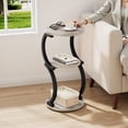 thumbnail image 2 of Small Round Side Table  3-tier End For Living Room Vintage Nightstand Spaces Sofa Couch Corner Bedside Bedroom S-shaped Wood Accent Metal Coffee Greige, 2 of 9
