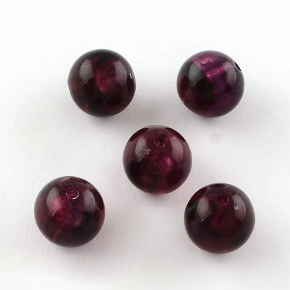 200pcs Round Imitation Gemstone Acrylic Beads Purple 8mm Hole: 2mm