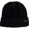Michael Kors Women's Cable Knit Teddy Fleece Winter Beanie Hat, Black/Nickel